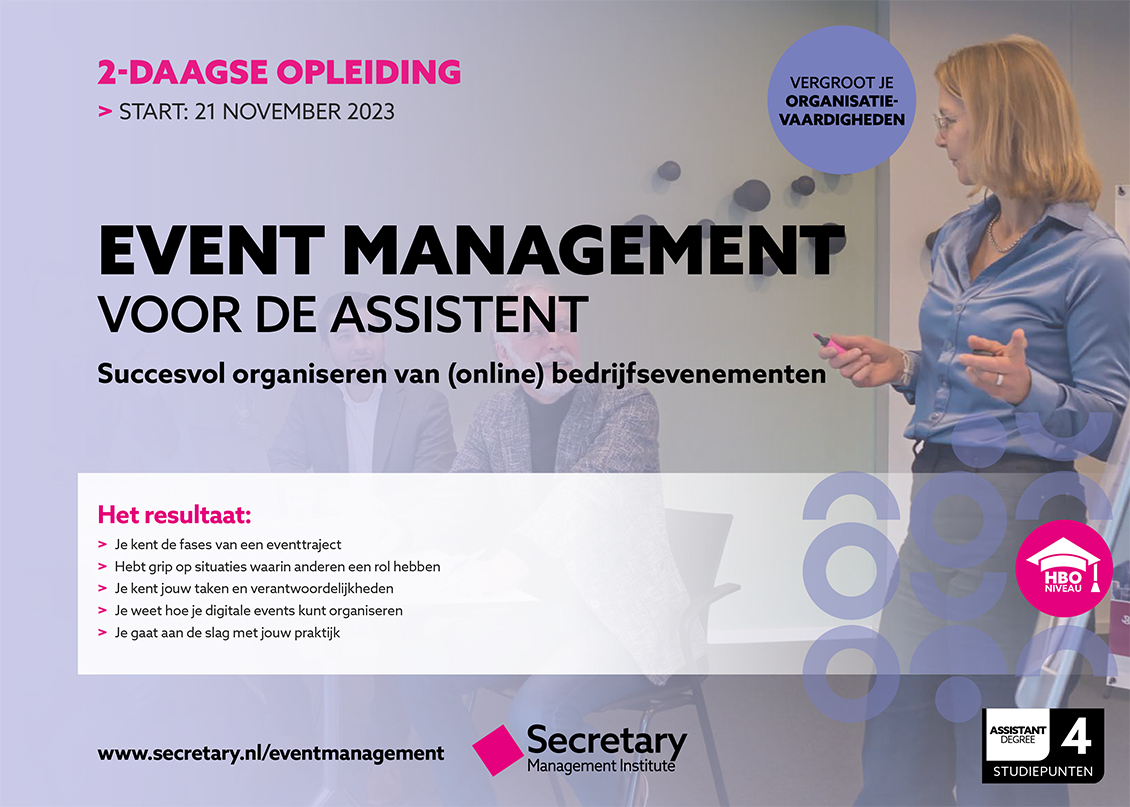 Cursus Event Management voor de assistent