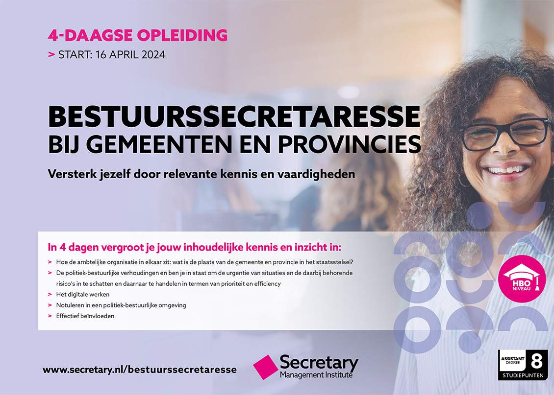 Opleiding Bestuurssecretaresse bij gemeenten en provincies